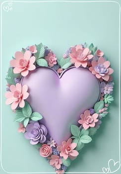 Valentine's Day background with hearts .Pastel colors.Valentine's day greeting card with heart.Minimal Valentine's Day concept. 3D rendering.Valentine's Day greeting card with hearts in pastel colors.Minimal love concept.Computer digital drawing.