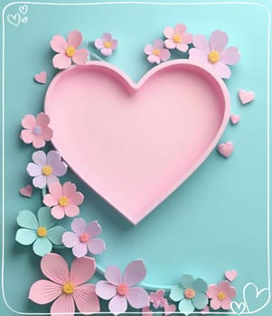 Valentine's Day background with hearts .Pastel colors.Valentine's day greeting card with heart.Minimal Valentine's Day concept. 3D rendering.Valentine's Day greeting card with hearts in pastel colors.Minimal love concept.Computer digital drawing.