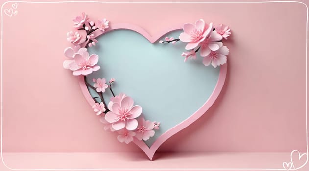 Valentine's Day background with hearts .Pastel colors.Valentine's day greeting card with heart.Minimal Valentine's Day concept. 3D rendering.Valentine's Day greeting card with hearts in pastel colors.Minimal love concept.Computer digital drawing.