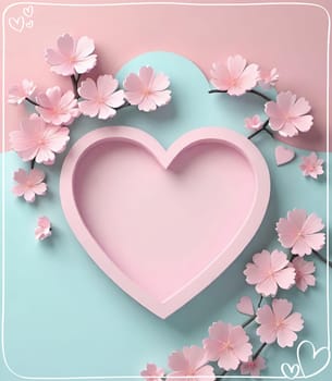 Valentine's Day background with hearts .Pastel colors.Valentine's day greeting card with heart.Minimal Valentine's Day concept. 3D rendering.Valentine's Day greeting card with hearts in pastel colors.Minimal love concept.Computer digital drawing.