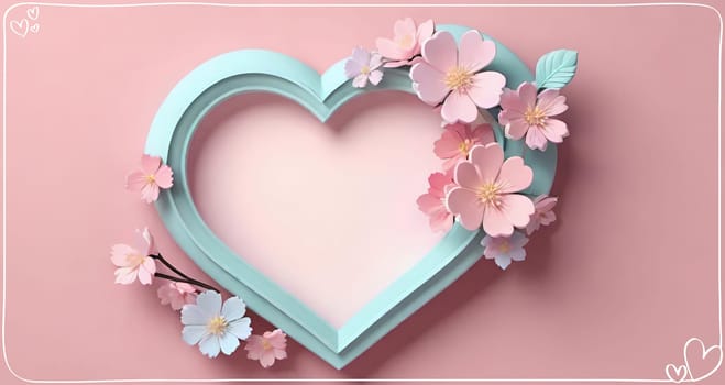 Valentine's Day background with hearts .Pastel colors.Valentine's day greeting card with heart.Minimal Valentine's Day concept. 3D rendering.Valentine's Day greeting card with hearts in pastel colors.Minimal love concept.Computer digital drawing.