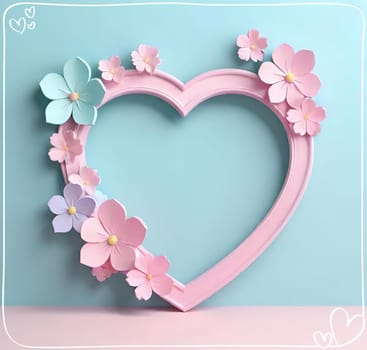 Valentine's Day background with hearts .Pastel colors.Valentine's day greeting card with heart.Minimal Valentine's Day concept. 3D rendering.Valentine's Day greeting card with hearts in pastel colors.Minimal love concept.Computer digital drawing.