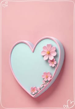 Valentine's Day background with hearts .Pastel colors.Valentine's day greeting card with heart.Minimal Valentine's Day concept. 3D rendering.Valentine's Day greeting card with hearts in pastel colors.Minimal love concept.Computer digital drawing.