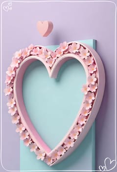 Valentine's Day background with hearts .Pastel colors.Valentine's day greeting card with heart.Minimal Valentine's Day concept. 3D rendering.Valentine's Day greeting card with hearts in pastel colors.Minimal love concept.Computer digital drawing.