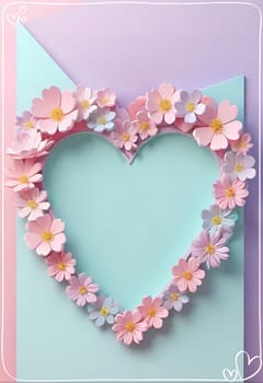 Valentine's Day background with hearts .Pastel colors.Valentine's day greeting card with heart.Minimal Valentine's Day concept. 3D rendering.Valentine's Day greeting card with hearts in pastel colors.Minimal love concept.Computer digital drawing.