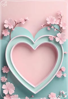 Valentine's Day background with hearts .Pastel colors.Valentine's day greeting card with heart.Minimal Valentine's Day concept. 3D rendering.Valentine's Day greeting card with hearts in pastel colors.Minimal love concept.Computer digital drawing.