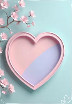 Valentine's Day background with hearts .Pastel colors.Valentine's day greeting card with heart.Minimal Valentine's Day concept. 3D rendering.Valentine's Day greeting card with hearts in pastel colors.Minimal love concept.Computer digital drawing.