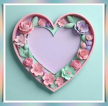 Valentine's Day background with hearts .Pastel colors.Valentine's day greeting card with heart.Minimal Valentine's Day concept. 3D rendering.Valentine's Day greeting card with hearts in pastel colors.Minimal love concept.Computer digital drawing.