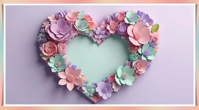 Valentine's Day background with hearts .Pastel colors.Valentine's day greeting card with heart.Minimal Valentine's Day concept. 3D rendering.Valentine's Day greeting card with hearts in pastel colors.Minimal love concept.Computer digital drawing.