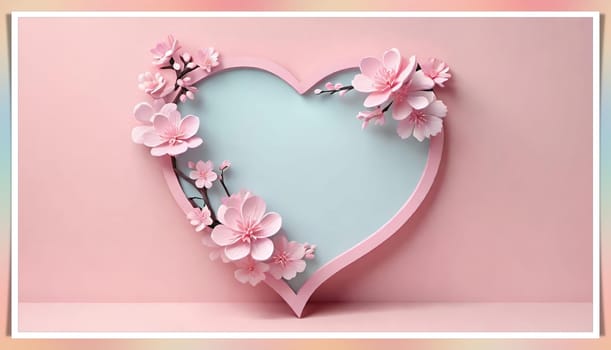 Valentine's Day background with hearts .Pastel colors.Valentine's day greeting card with heart.Minimal Valentine's Day concept. 3D rendering.Valentine's Day greeting card with hearts in pastel colors.Minimal love concept.Computer digital drawing.