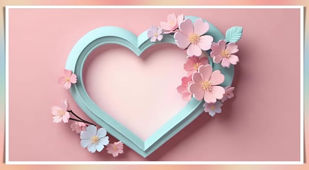 Valentine's Day background with hearts .Pastel colors.Valentine's day greeting card with heart.Minimal Valentine's Day concept. 3D rendering.Valentine's Day greeting card with hearts in pastel colors.Minimal love concept.Computer digital drawing.