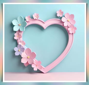 Valentine's Day background with hearts .Pastel colors.Valentine's day greeting card with heart.Minimal Valentine's Day concept. 3D rendering.Valentine's Day greeting card with hearts in pastel colors.Minimal love concept.Computer digital drawing.