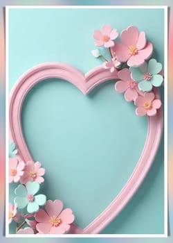 Valentine's Day background with hearts .Pastel colors.Valentine's day greeting card with heart.Minimal Valentine's Day concept. 3D rendering.Valentine's Day greeting card with hearts in pastel colors.Minimal love concept.Computer digital drawing.