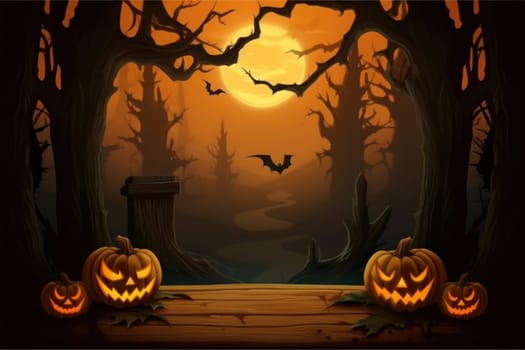 Halloween orange pumpkin empty space Background. Generative AI.