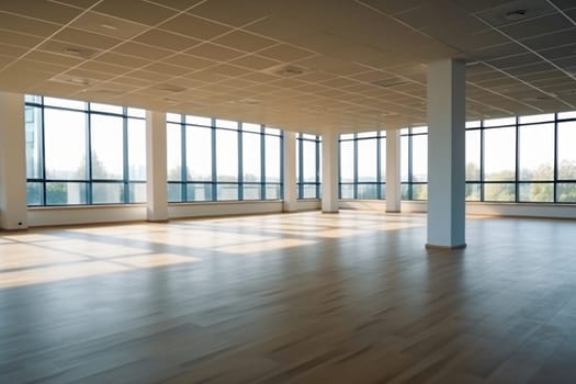 Empty office open space interior. Generative AI.
