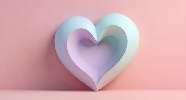 Valentine's Day background with hearts .Pastel colors.Valentine's day greeting card with heart.Minimal Valentine's Day concept. 3D rendering.Valentine's Day greeting card with hearts in pastel colors.Minimal love concept.Computer digital drawing.