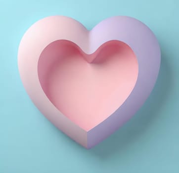 Valentine's Day background with hearts .Pastel colors.Valentine's day greeting card with heart.Minimal Valentine's Day concept. 3D rendering.Valentine's Day greeting card with hearts in pastel colors.Minimal love concept.Computer digital drawing.