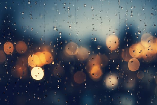 Drizzle Rainy night light bokeh background and wallpaper.