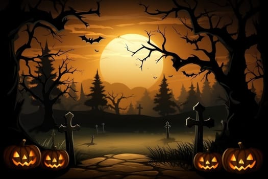 Halloween orange pumpkin empty space Background. Generative AI.