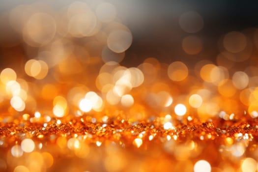 Glitter orange blurred bokeh lights background. Generative AI.