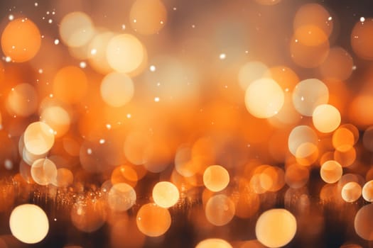 Glitter orange blurred bokeh lights background. Generative AI.