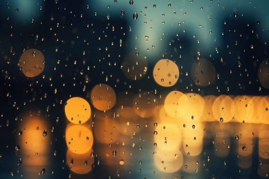 Drizzle Rainy night light bokeh background and wallpaper.