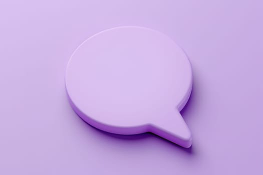 A 3D speech bubble on a violet background provides a vibrant, modern template for communication-themed graphics, ads, and social media content. Copy space for text. Generative AI