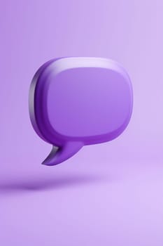 A 3D speech bubble on a violet background provides a vibrant, modern template for communication-themed graphics, ads, and social media content. Vertical picture. Generative AI