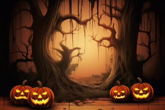 Halloween pumpkin orange Background. Generative AI.