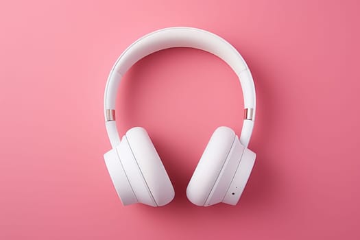 White headphones on a multicolored background. Generative AI.