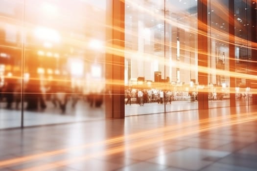 Abstract blur and bokeh beautiful luxury shopping mall and department store interior. Generative AI.