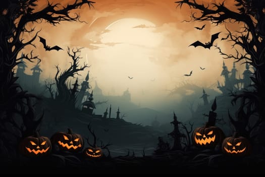 Template halloween card,copy space. Generative AI.
