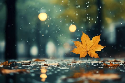 Drizzle Rainy day in autumn background and wallpaper. Generative AI.