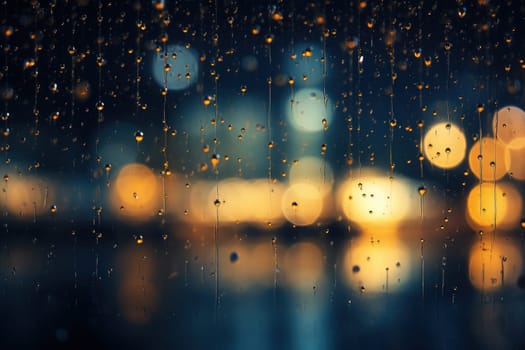 Drizzle Rainy night light bokeh background and wallpaper.