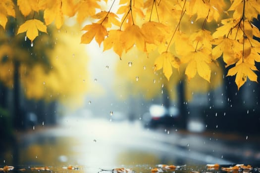 Drizzle Rainy day in autumn background and wallpaper. Generative AI.