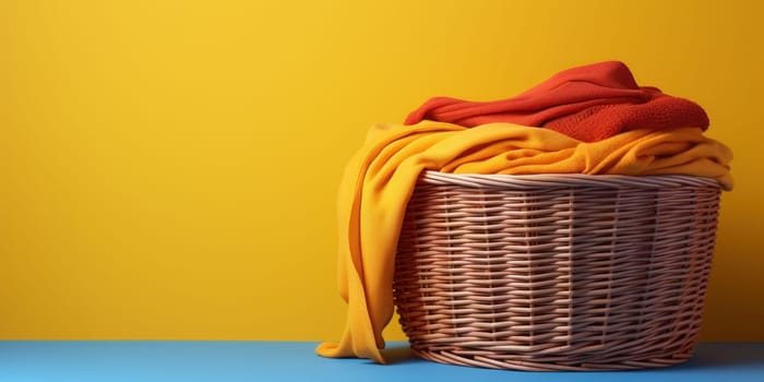 Colorful clothes basket distinctive realistic lighting. Generative AI.