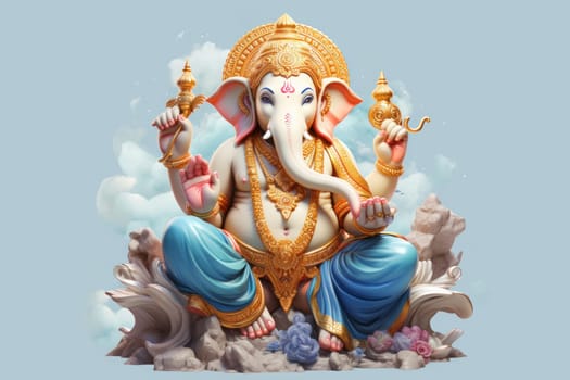Ganesh transparent sky background. Generative AI.