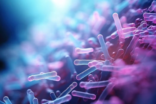 Extreme close up zoom a bacteria macro photography. Generative AI.