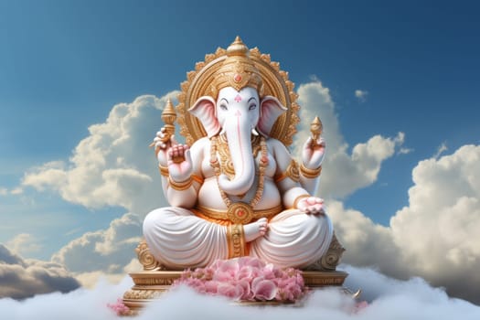 Ganesh transparent sky background. Generative AI.