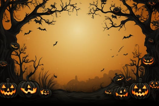 Template halloween card,copy space. Generative AI.