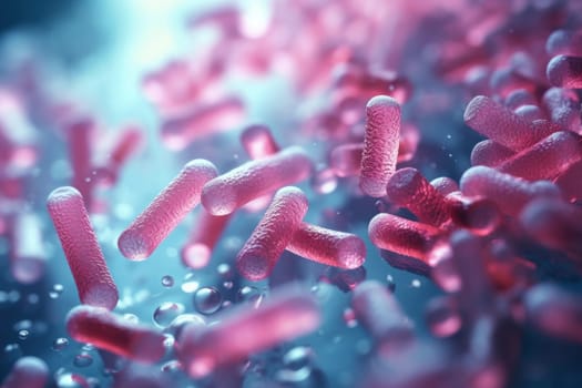 Extreme close up zoom a bacteria macro photography. Generative AI.