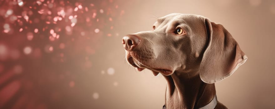 Weimaraner dog on soft color background. Generative AI.