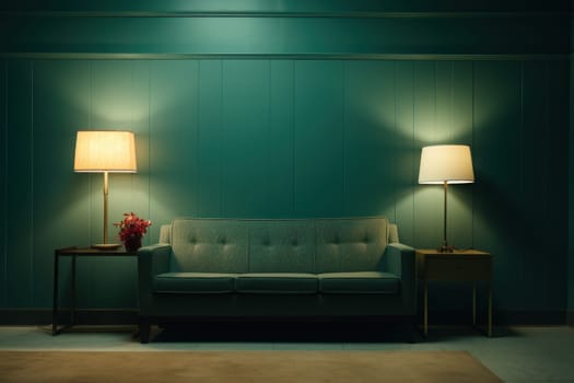 Minimalist shot of the room, in a style of movie still. Generative AI.