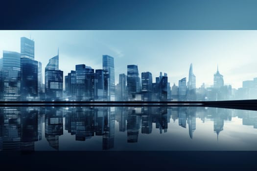 Blue modern business slide abstract background. Generative AI.
