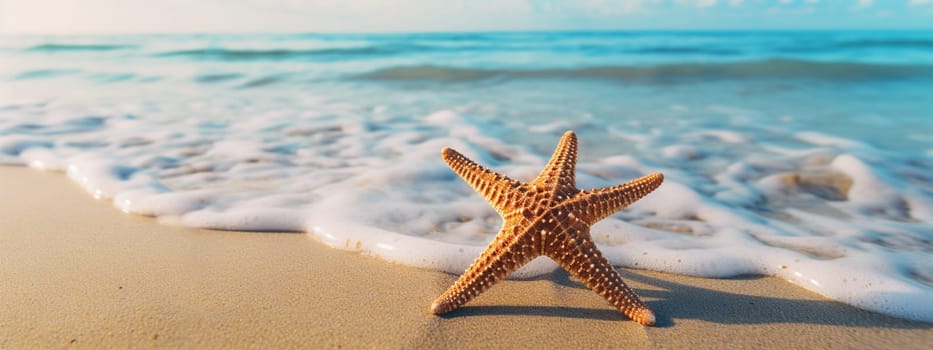 Starfish on the beach in the sea. selective focus. nature Generative AI,