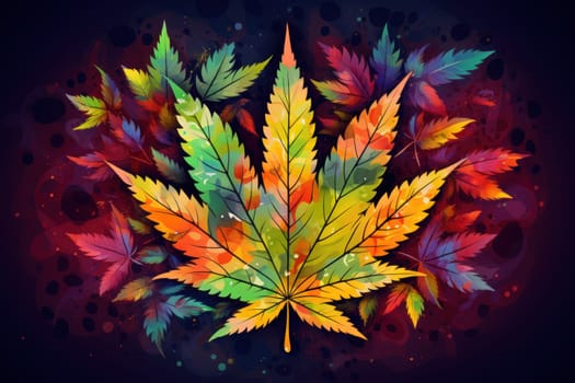 Colorful marijuana lover background. Generative AI.