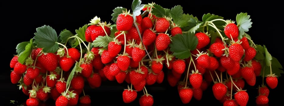 Strawberries growing in the garden, selective focus. food Generative AI,