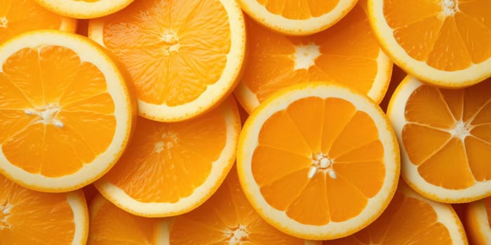 Sliced orange background. fresh orange fruits as background, top view. Generative AI.