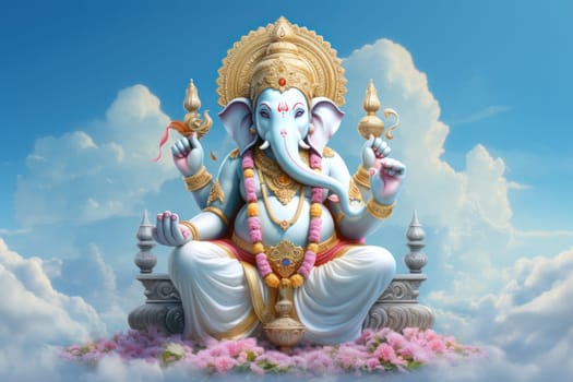 Ganesh transparent sky background. Generative AI.