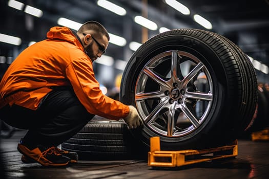How to get lug nuts off tire, stock photo, professional color grading. Generative AI.